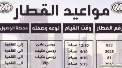 مواعيد القطارات من القاهرة إلى أسوان